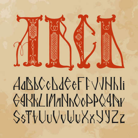 Slavic alphabet spelling (hand drawn). Initial.