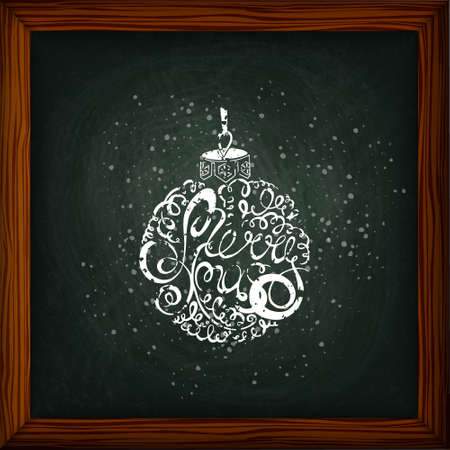 Merry Christmas lettering. Chalkboard background. Mel. The image can be used as a greeting card, background, invitations, flyers, promotions, stickerのイラスト素材