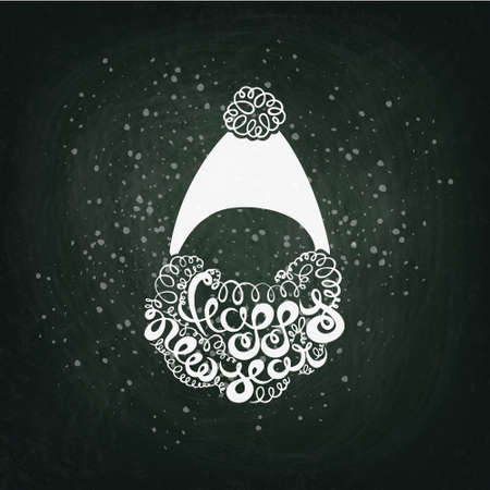 Happy New Year lettering on the chalkboard. Chalk. The image can be used as a greeting card, background, invitations, flyers, promotions, sticker [Converted]のイラスト素材