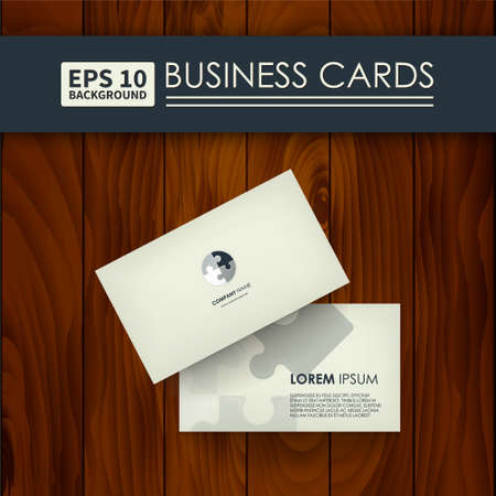 Business cards. Corporate Identity, logo puzzle (black and white). Layouts can be used to represent your business.のイラスト素材