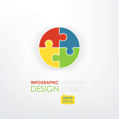 Colorful round puzzle (4 details). Business component. The image can be used for your business, presentations, projects, promotionのイラスト素材