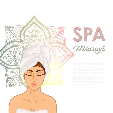 Face massage - spa procedure (Mandala). The image can be used for printing cards and posters, as backgrounds, advertising massage salon, spaのイラスト素材