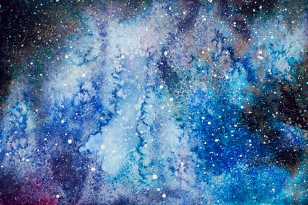 Background texture of watercolor. Night sky. Picture used as a template.の写真素材