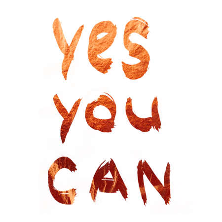 Lettering copper texture. Motivating image can be used as a print on postcards and T-shirtsの写真素材