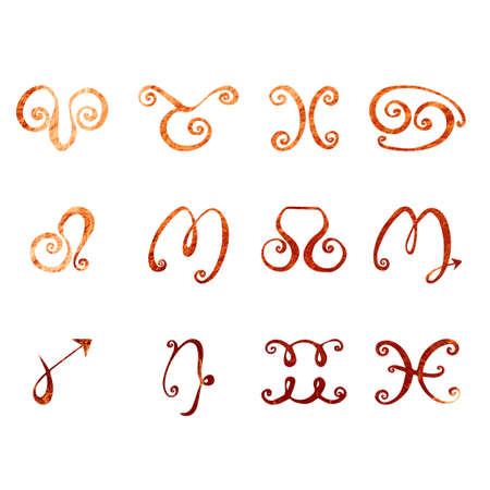 Horoscope texture of copper. The image can be used for printing horoscopes, calendars, printing in magazines, stickersの写真素材