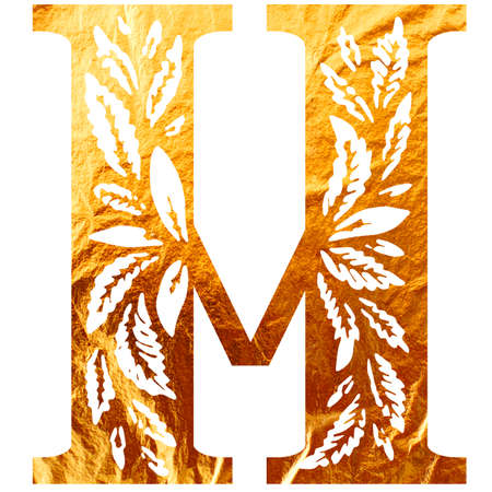 Initials. Texture of gold. Can be used to design a bookの写真素材