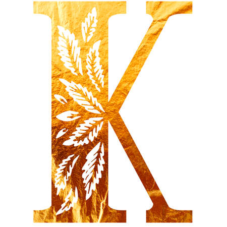 Initials. Texture of gold. Can be used to design a bookの写真素材