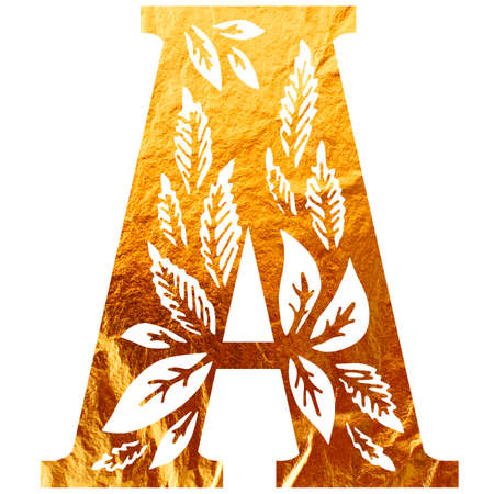 Initials. Texture of gold. Can be used to design a bookの写真素材