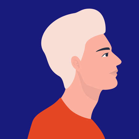 Social media avatar. Profile european man. Illustration trendy minimal style on an isolated background.のイラスト素材