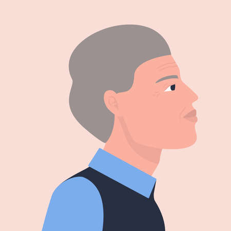 Social media avatar. Profile european old man. Illustration trendy minimal style on an isolated background.のイラスト素材