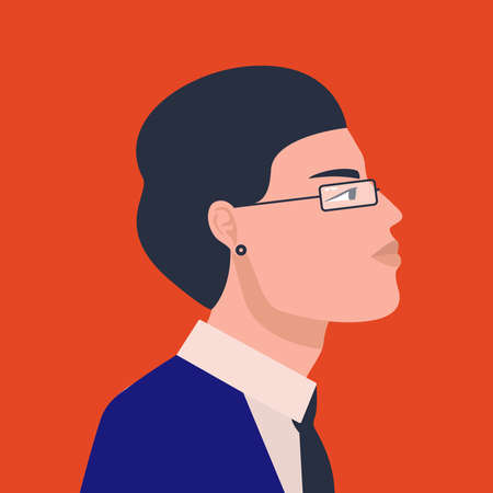 Social media avatar. Profile Asian man. Illustration trendy minimal style on an isolated background.のイラスト素材