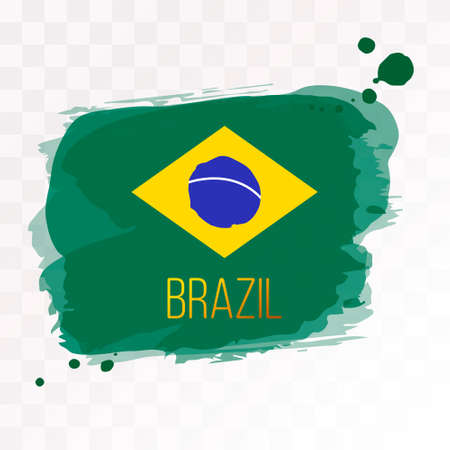Flag of Brazil. Vector illustration texture spots on an isolated background.のイラスト素材