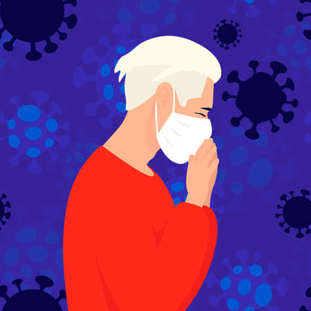 Man folded her hands in prayer. Concept of coronavirus quarantine 2019-nCoV. Vector trendy minimal style.のイラスト素材