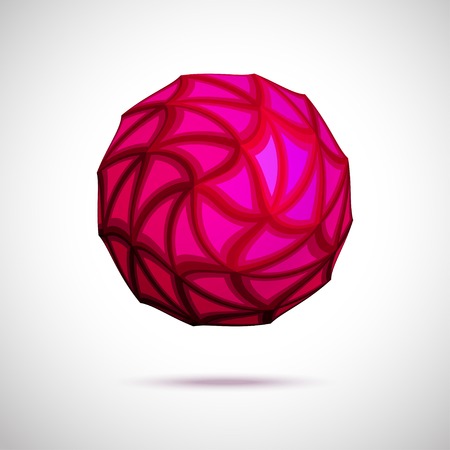 3d vector illustration of red sphere with triangular faces isolated on white backgroundのイラスト素材