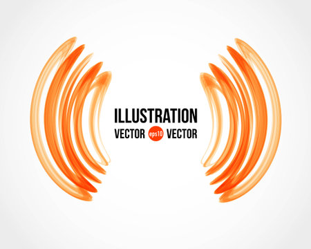 wireframe surface abstract pattern of bent orange lines on white backgroundのイラスト素材
