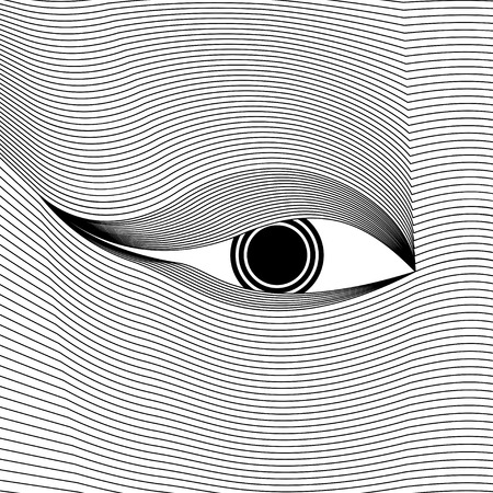 Vector abstract eye drawn black lines on a white backgroundのイラスト素材