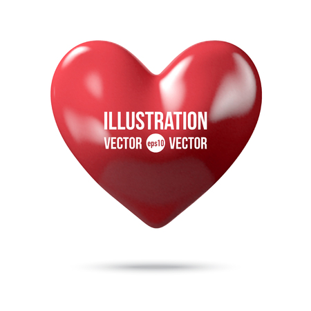 Shiny Glossy Red Heart from Glass. Classic Symbol for Love on Grey Backgroundのイラスト素材