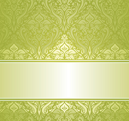 Green   white pale ornamental vintage invitation designのイラスト素材