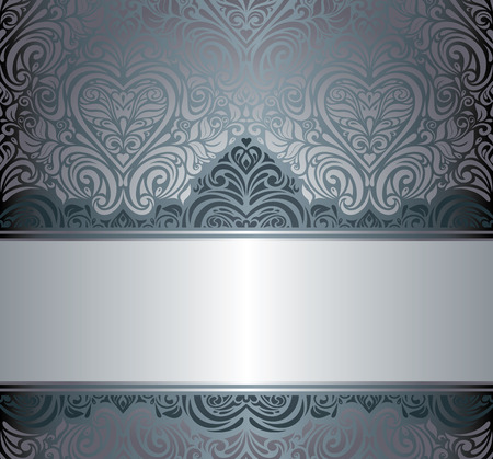 Silver luxury vintage invitation floral background design のイラスト素材