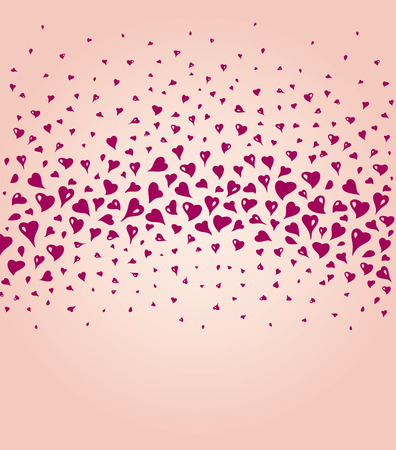 Lovely ecru fashionable background with red hearts and copy spaceのイラスト素材
