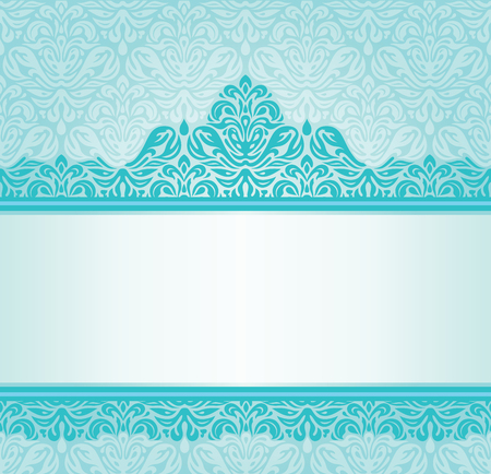 Turquoise retro invitation design with blue-green ornamentsのイラスト素材