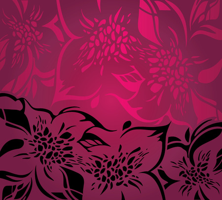 Red floral decorative holiday background with black ornamentsのイラスト素材