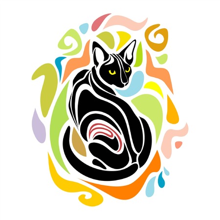 Black Cat Vector Decorative creative colorful graphic designのイラスト素材