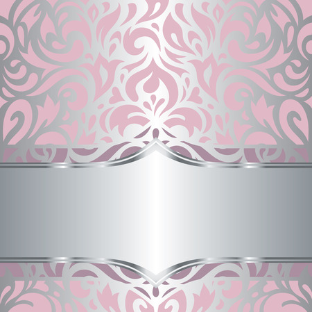 Floral pink  silver shiny invitation vintage retro vector decorative wallpaper designのイラスト素材