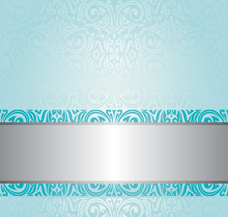 Turquoise floral vintage invitation background designのイラスト素材
