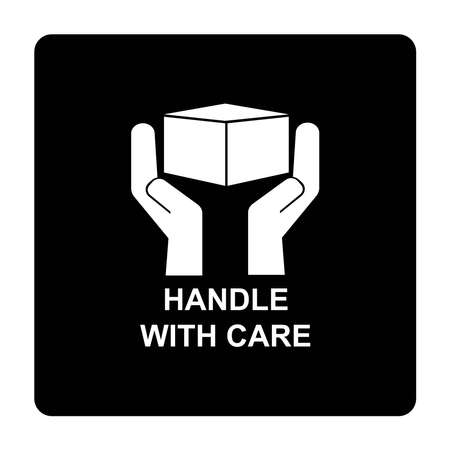 handle with care delivery label sign vectorのイラスト素材