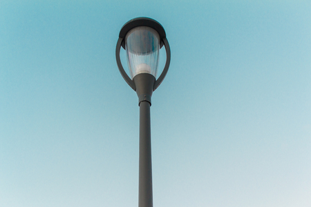 LED street light technology with blue skyの写真素材