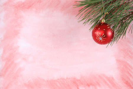 christmas background with pine tree and ballの写真素材
