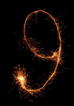The Sparkler digit against a black backgroundの写真素材