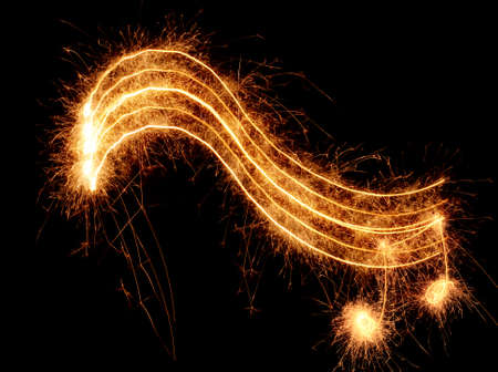 Sparkler music wave isolated on black backgroundの写真素材
