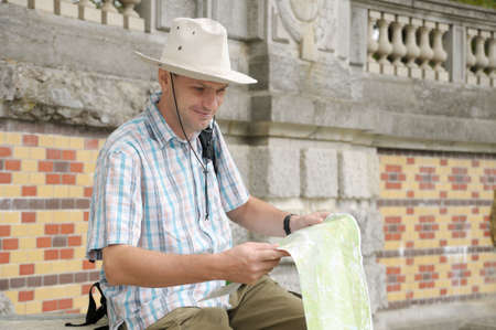 Tourist with mapの写真素材