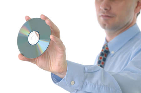 Man with  CD diskの写真素材