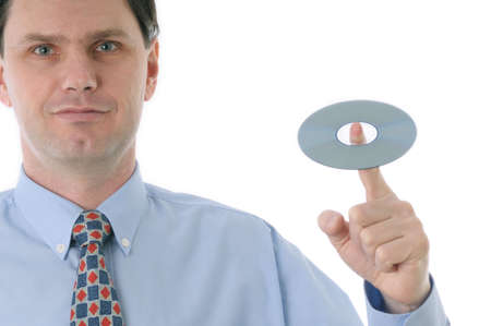 Man with  CD diskの写真素材