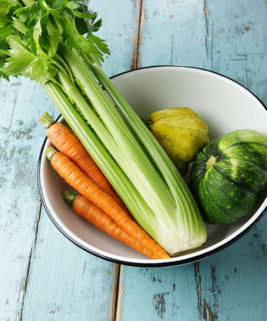 Raw vegetebles in bowlの写真素材