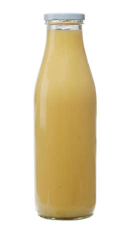 Bottle with drinking yogurt isolated on whiteの写真素材