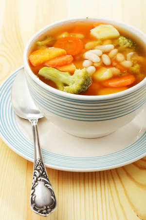 Minestrone in a bowlの写真素材