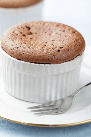 Just baked chocolate pudding in ramekinの写真素材