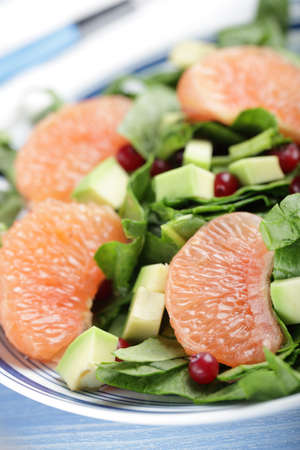 Salad with spinach, grapefruit, avocado, and cranberriesの写真素材