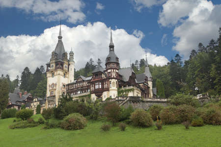 Pelesh castle in the Carpathian Mountains, Transylvania, Romaniaのeditorial素材