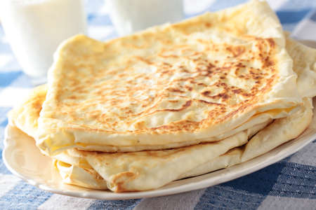 Stack of gozleme on the plate