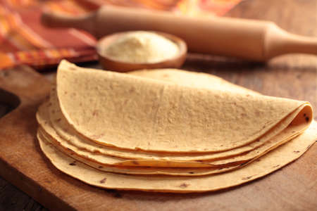 Tortillas on a cutting board