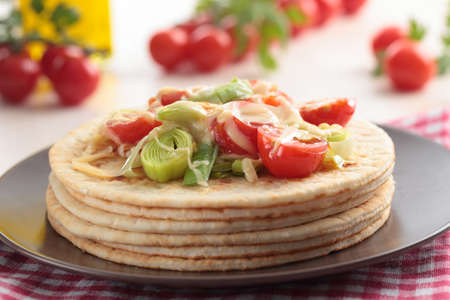 Flatbread with roasted vegetables and cheese