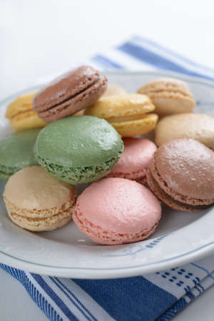 Macarons on a plate closeup
