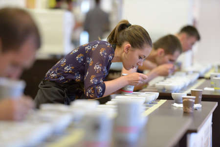 Dnepropetrovsk, Ukraine - May 31, 2013  Competitors during 5th Ukrainian Cup Tasters Championship in Dnepropetrovsk, Ukraine on May 31, 2013のeditorial素材