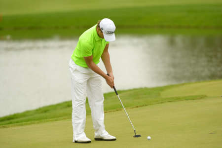 Moscow, Russia - July 27, 2013: Espen Kofstad of Norway in action during 3rd round of the M2M Russian Open at Tseleevo Golf & Polo Club in Moscow, Russia on July 27, 2013のeditorial素材