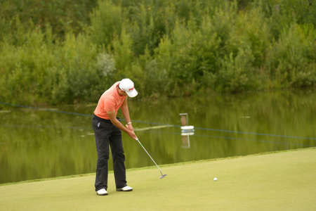 Moscow, Russia - July 28, 2013: Matthew Nixon of England in action during final round of the M2M Russian Open at Tseleevo Golf & Polo Club in Moscow, Russia on July 28, 2013のeditorial素材